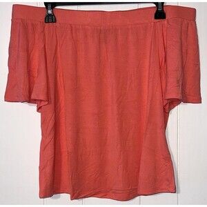 G By Guliana off the Shoulder Blouse Coral Flowy  Size Medium NWT Short Sleeves